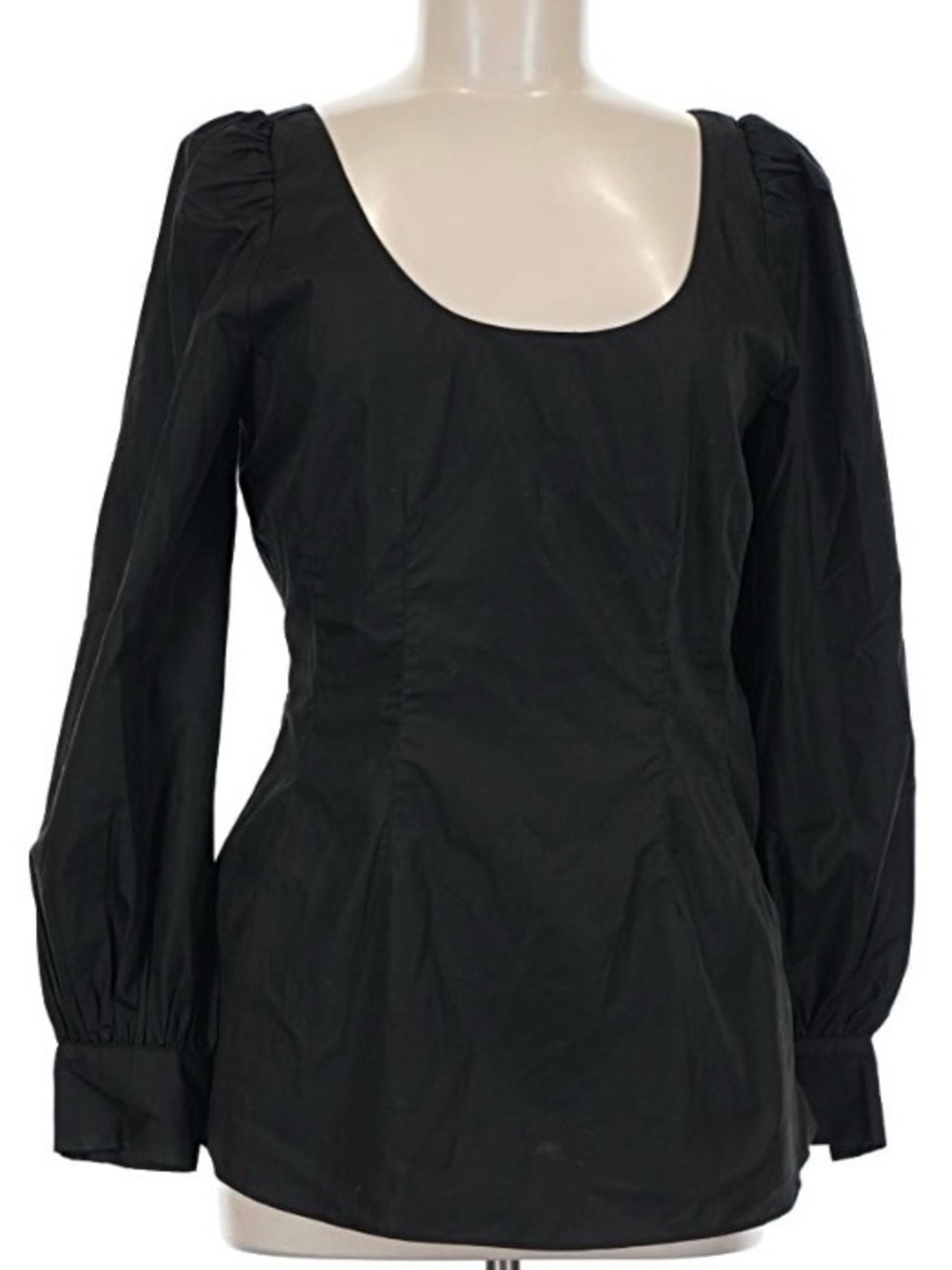 Black Long Sleeve Scoop Neck Pomander Place Blouse